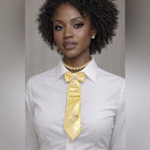 Yellow Pearl Necklace with Bow Tie Pendant